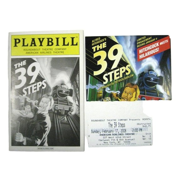 The 39 Steps Playbill 2008 Roundabout Theatre Cliff Saunders Ticket  Hitchcock - Picture 1 of 5